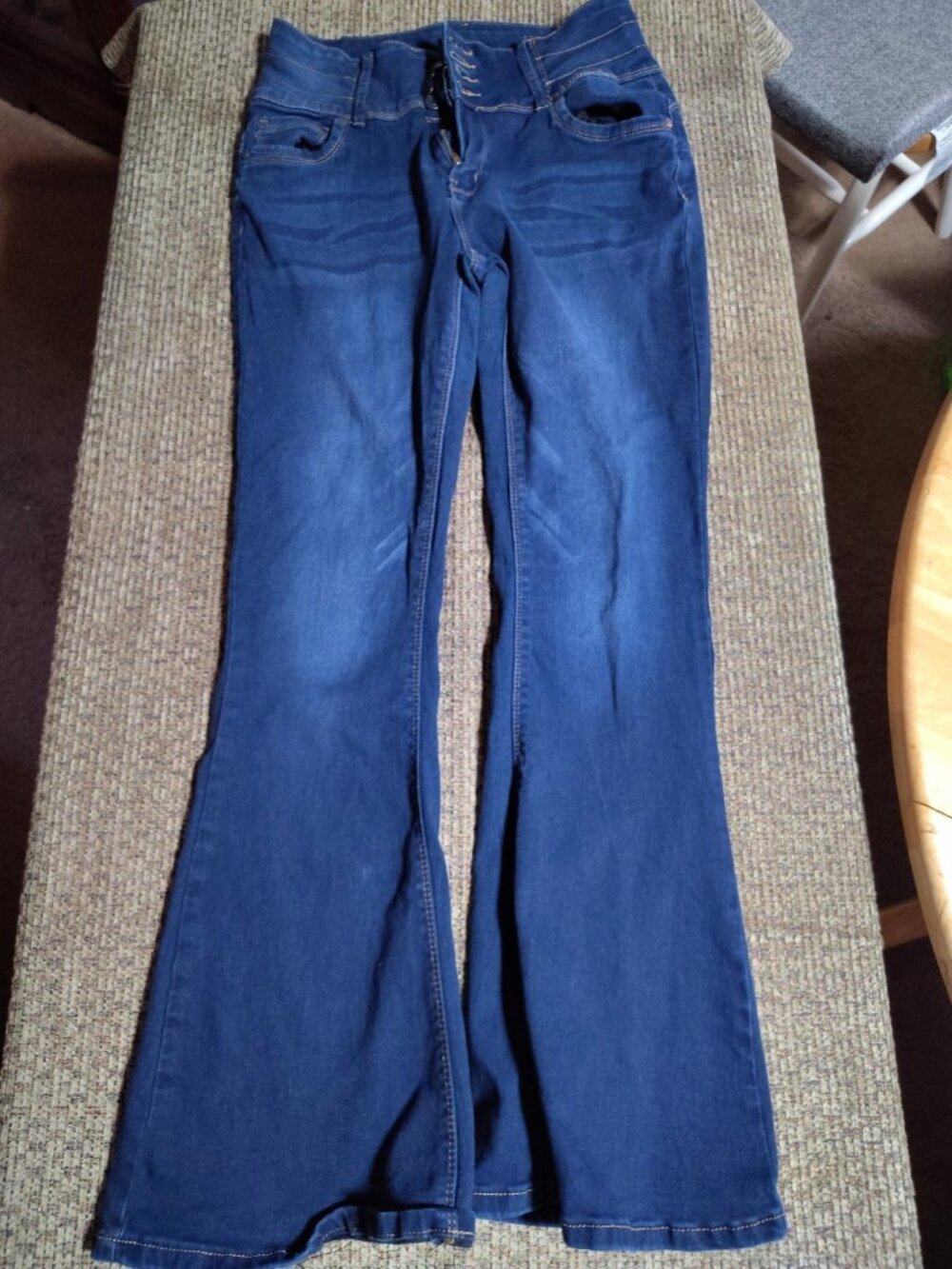 Bamboo Jeans Womens Size 15 Blue High Rise Flare Stretch Denim Jeans